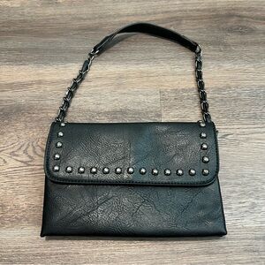 Sam & Hadley studded faux-leather shoulder bag in black
